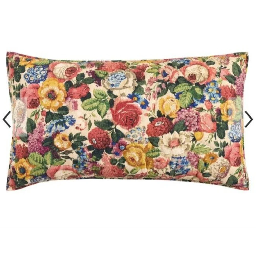 Pottery Barn Lorain Multi Floral Embroidered Reversible Quilted king Sham NEW